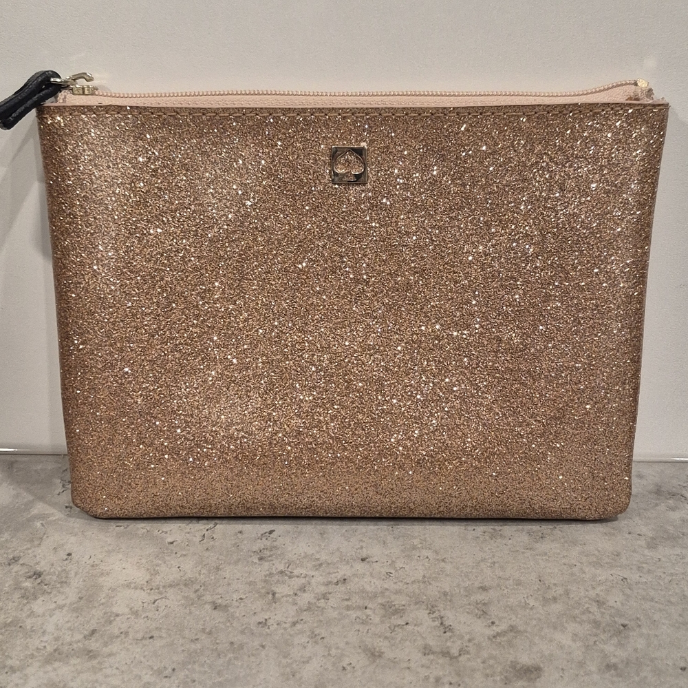 Kate Spade Mavis Street Glittering Pink/Gold Cosmetic Bag.